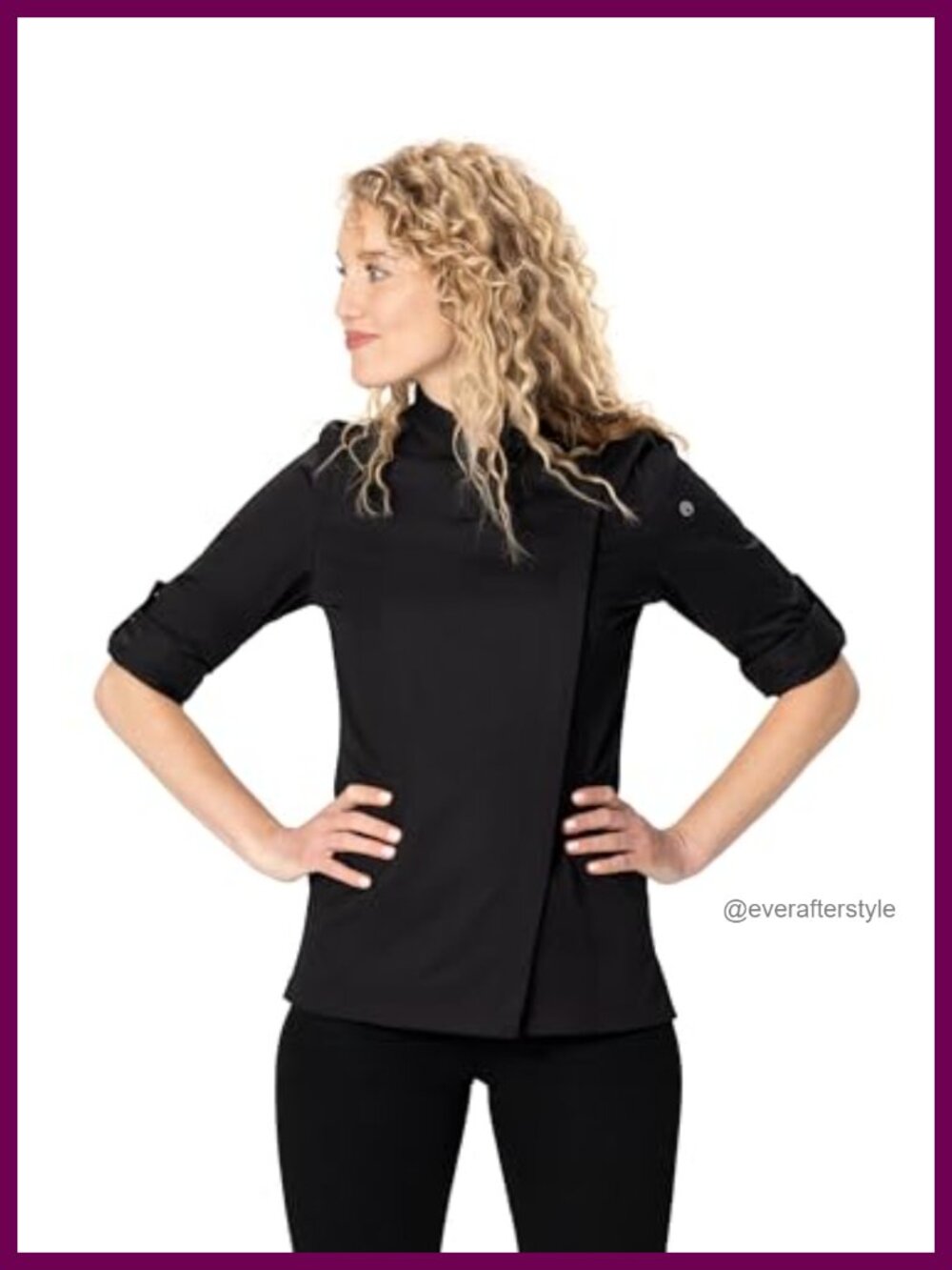 Women's Lansing Chef Coat Polycotton Roll-Up Sleeve Work Uniform